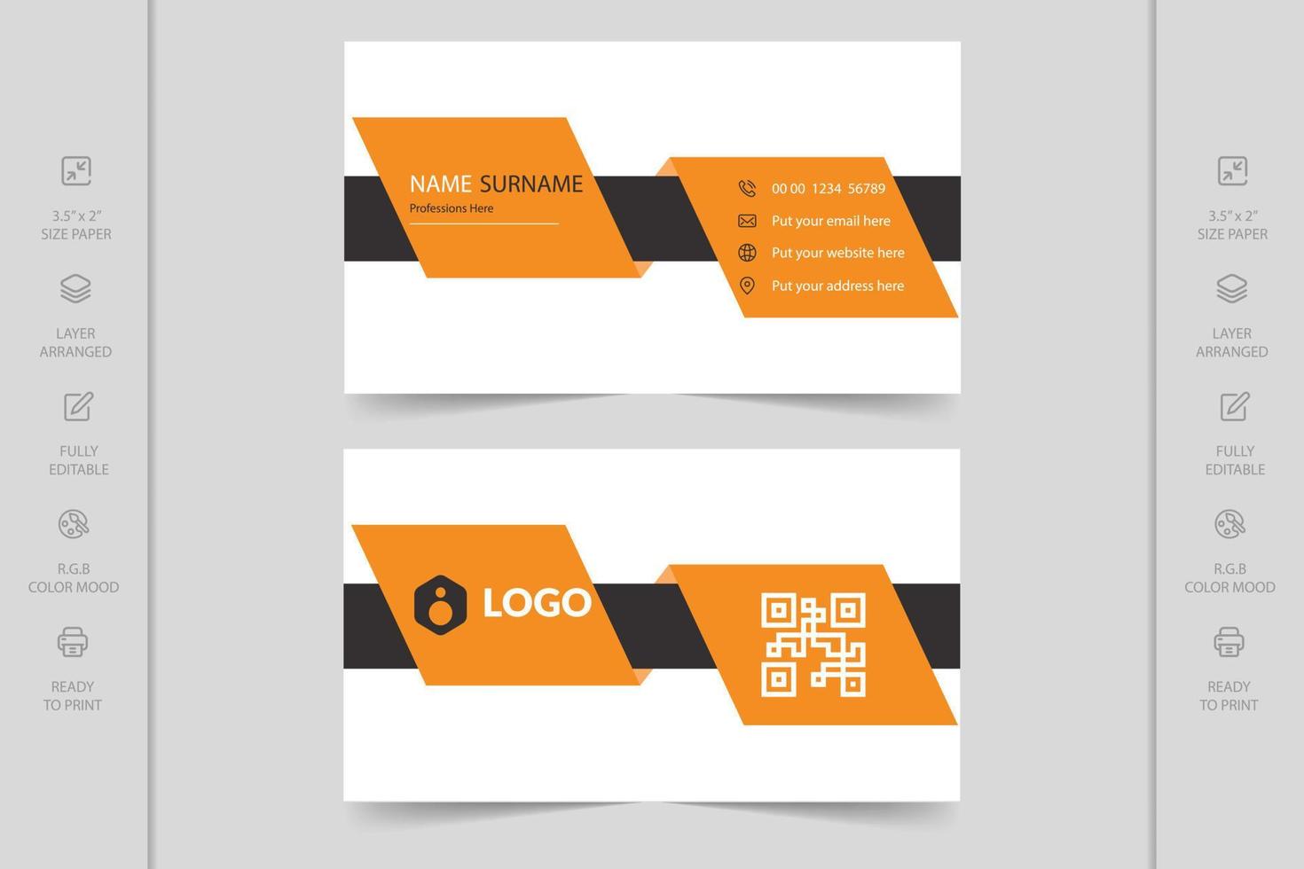 Colorful creative modern horizontal professional minimal company business card design vector