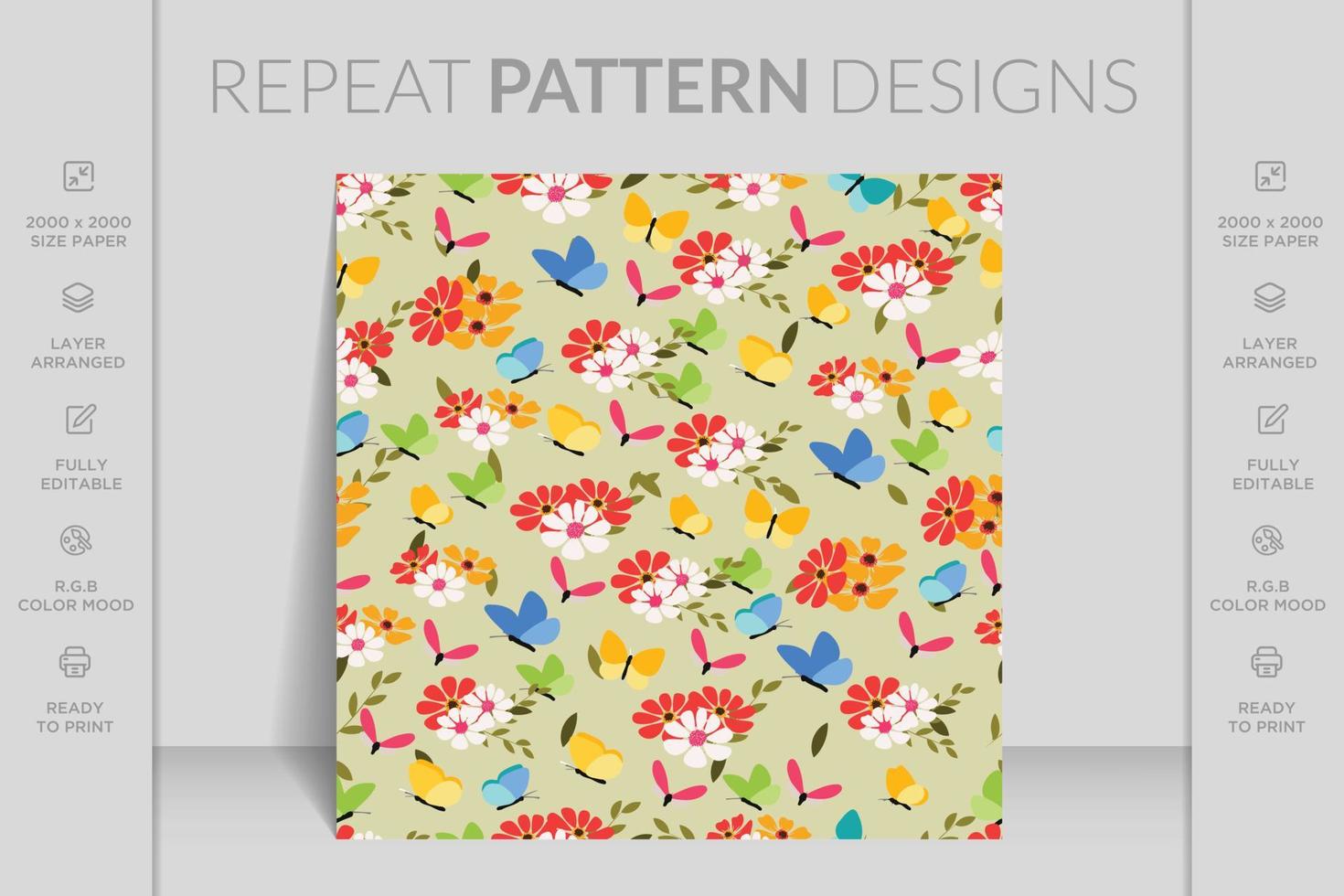 Luxury hand drawn vintage 3d seamless ornamental colorful flowers floral pattern design background vector