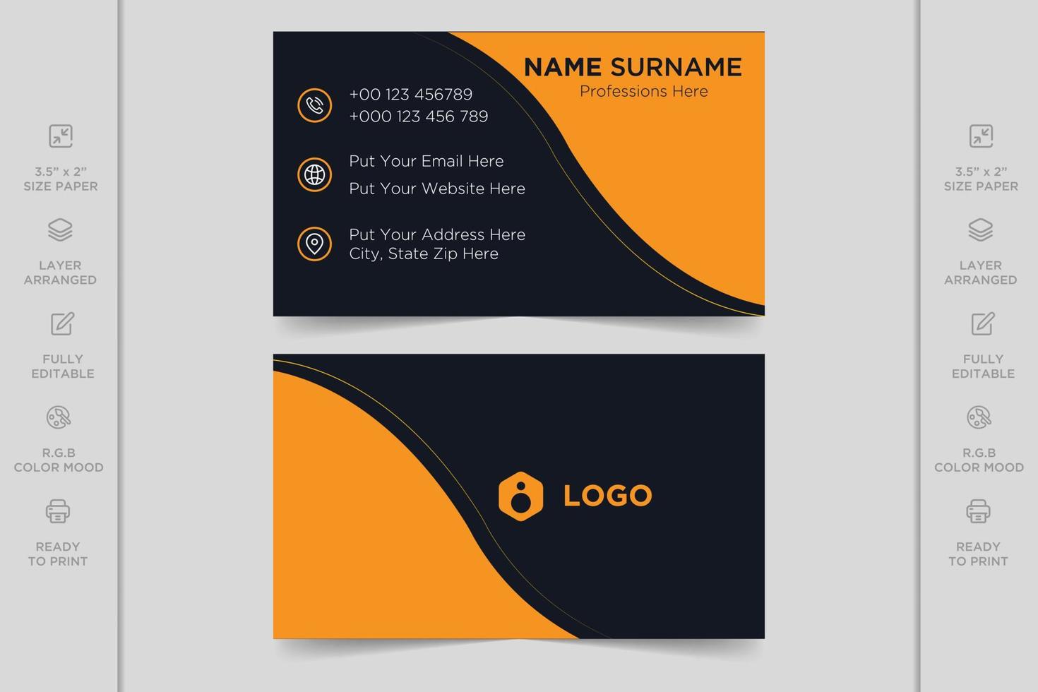 Colorful creative modern horizontal professional minimal company business card design vector