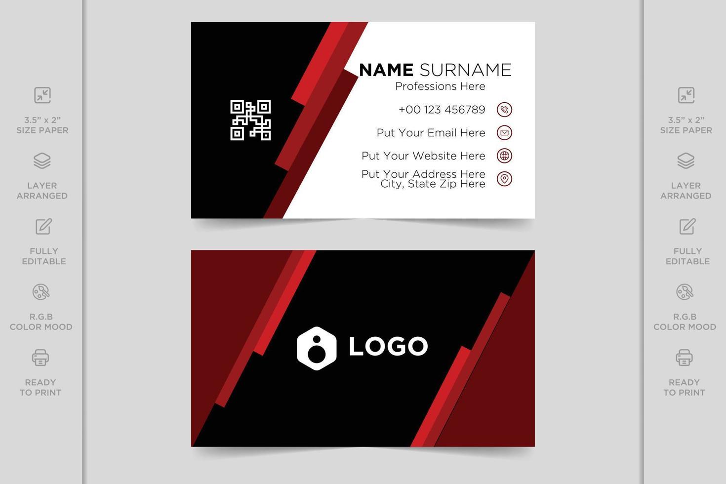 colorido creativo moderno horizontal profesional mínimo empresa diseño de tarjeta de visita vector