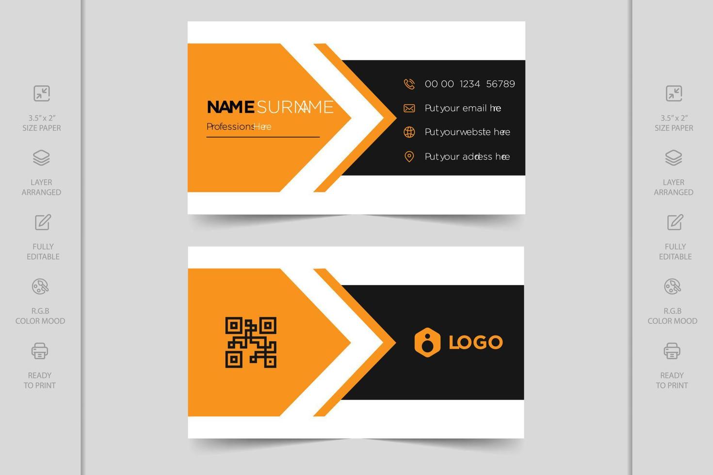 Colorful creative modern horizontal professional minimal company business card design vector