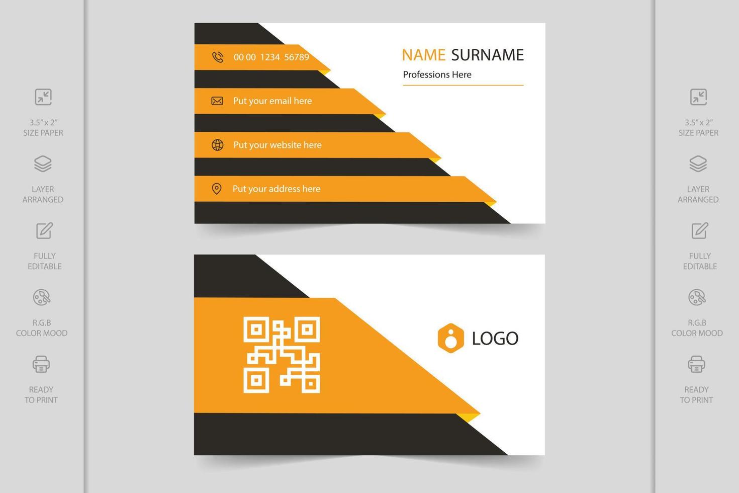 Colorful creative modern horizontal professional minimal company business card design vector