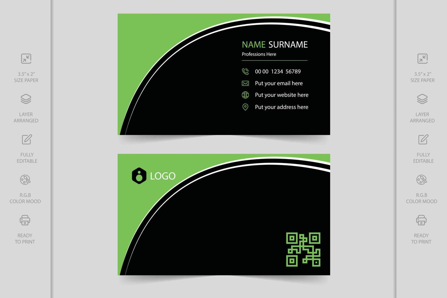 Colorful creative modern horizontal professional minimal company business card design vector