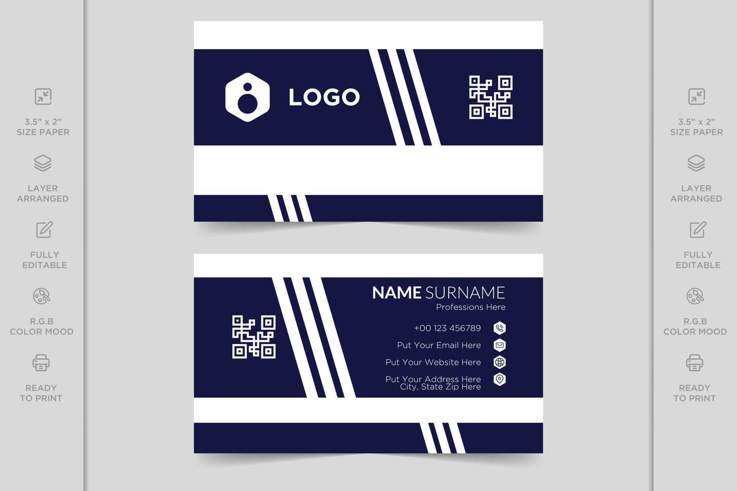Colorful creative modern horizontal professional minimal company business card design vector