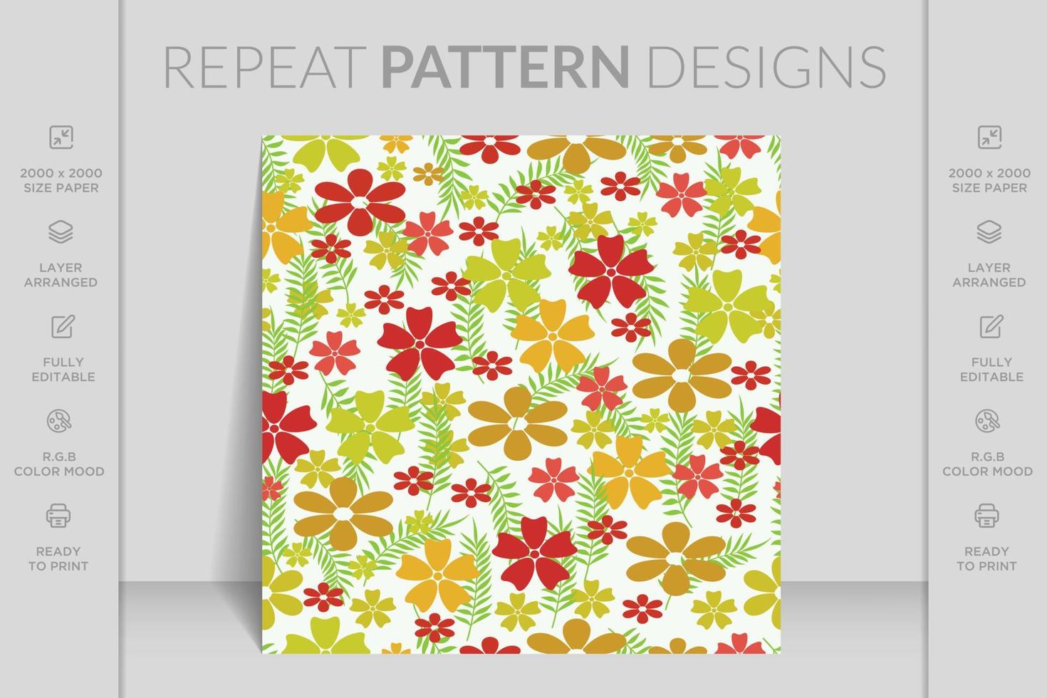 Luxury hand drawn vintage 3d seamless ornamental colorful flowers floral pattern design background vector