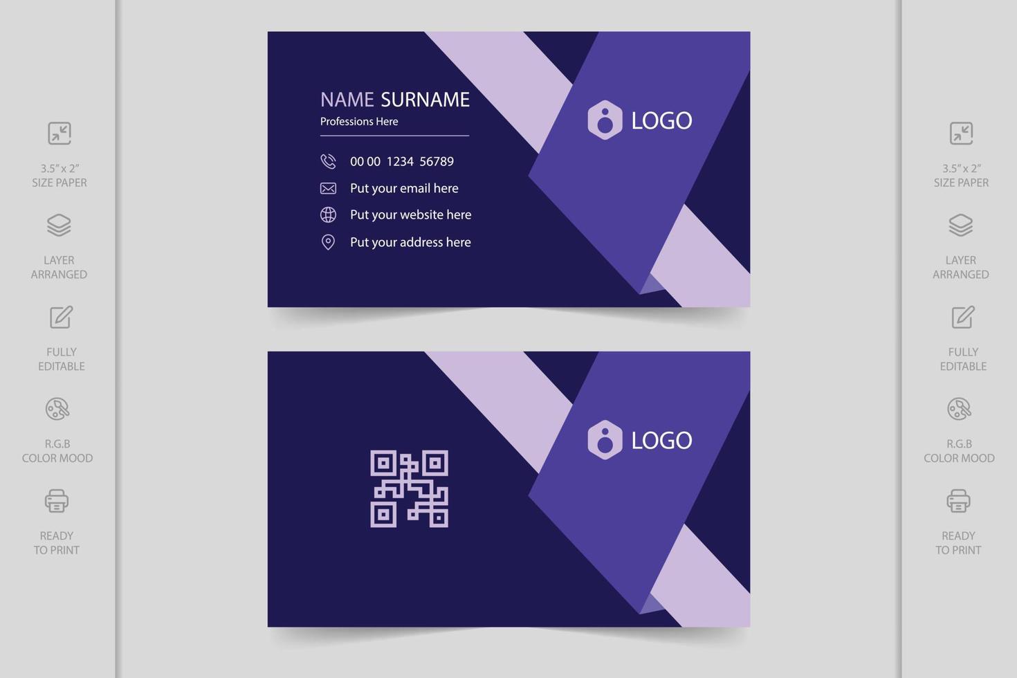 Colorful creative modern horizontal professional minimal company business card design vector
