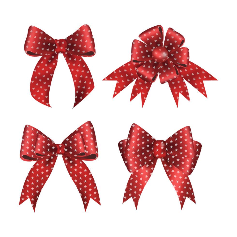 Luxury Red dot ribbon gift bows Decorative bow, 3d png