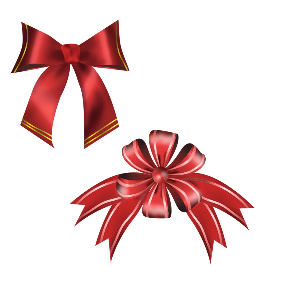 Luxury Red ribbon gift bows Decorative bow, 3d  set png