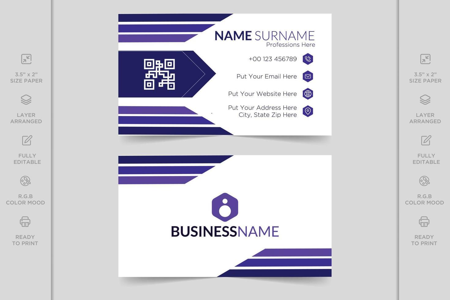 Colorful creative modern horizontal professional minimal company business card design vector