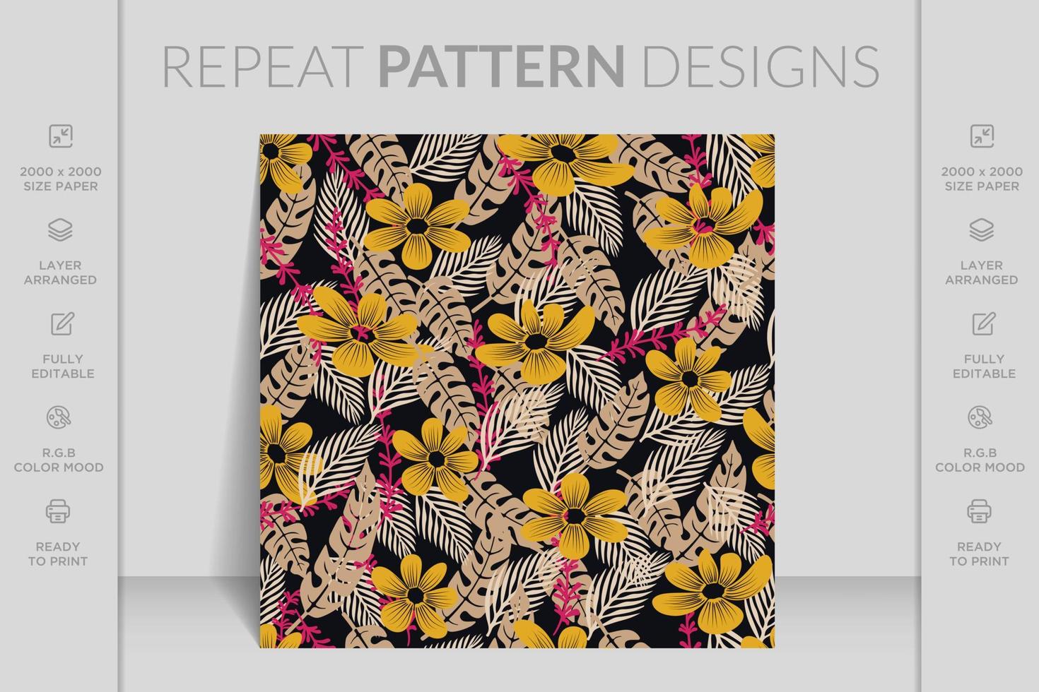 Luxury hand drawn vintage 3d seamless ornamental colorful flowers floral pattern design background vector