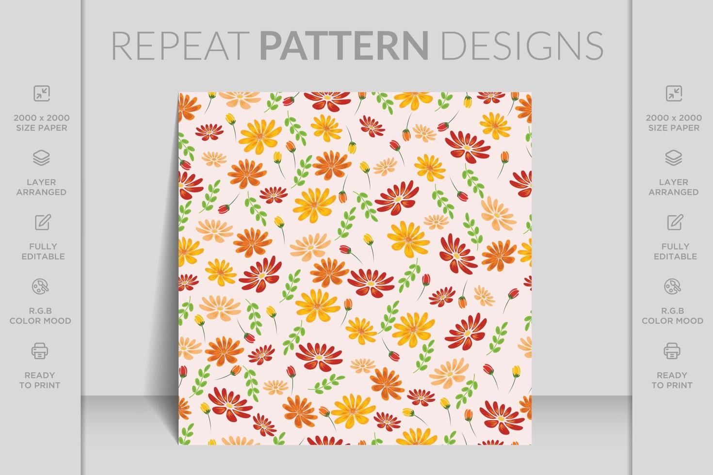 Luxury hand drawn vintage 3d seamless ornamental colorful flowers floral pattern design background vector