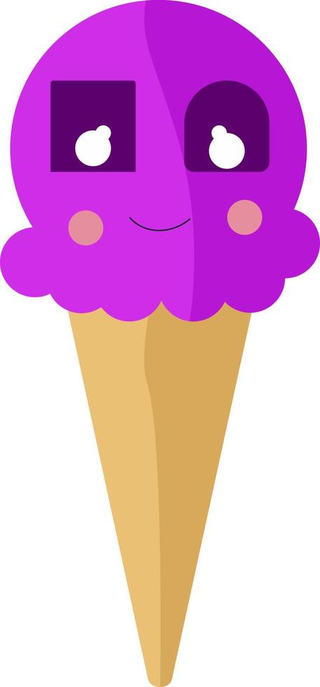 Cute ice cream, illustration, vector on white background.