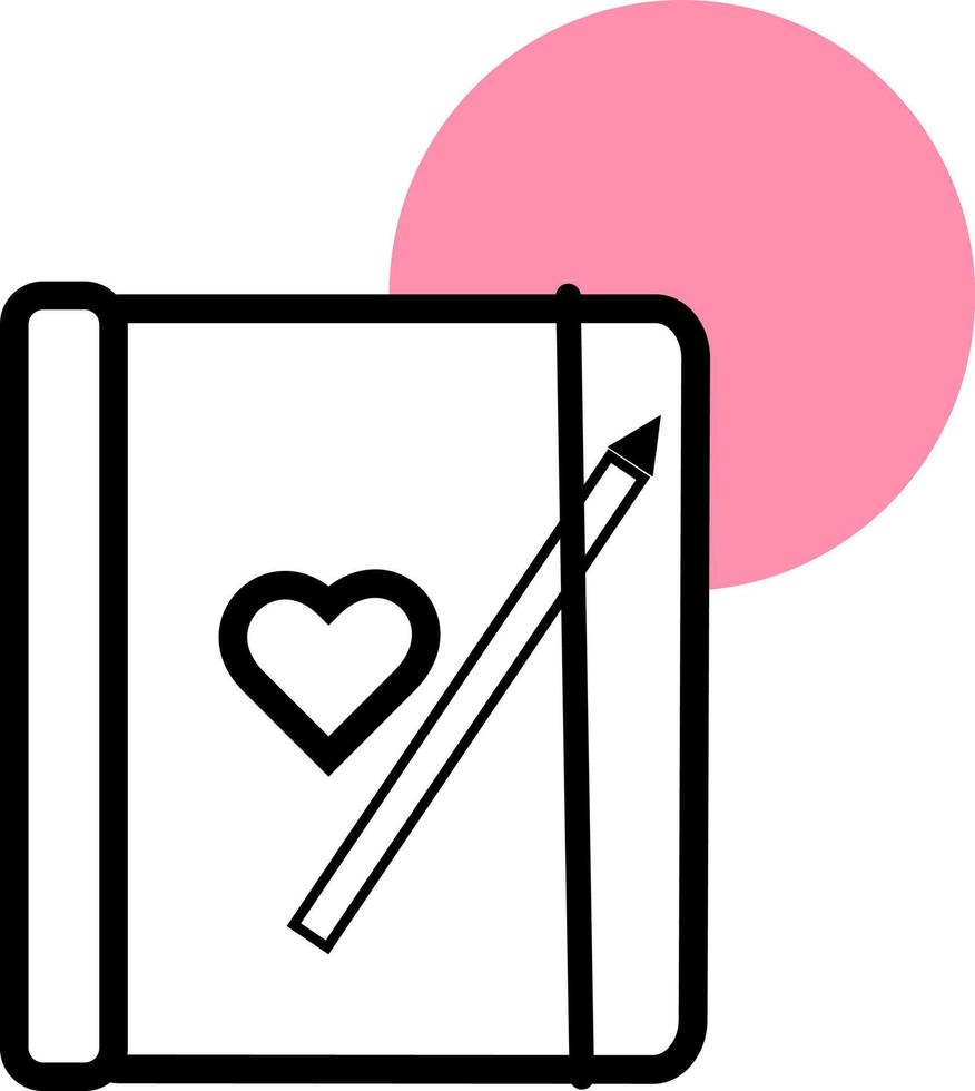 Notebook with heart, illustration, vector, on a white background. vector