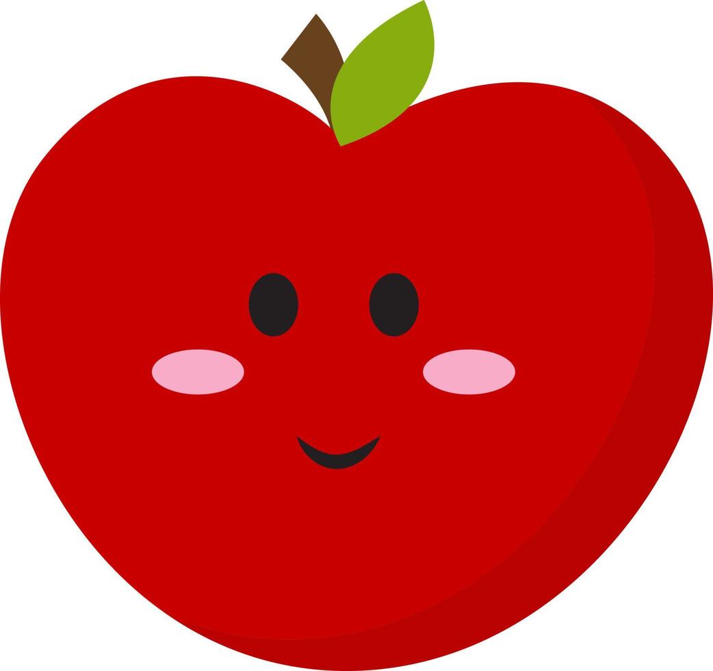 Smiling apple, illustration, vector on white background.