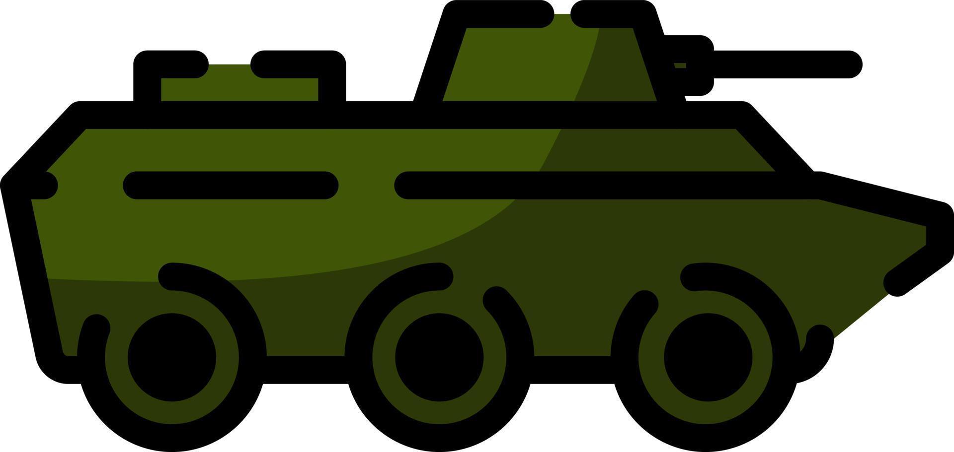 Military green war tank, illustration, vector on a white background.