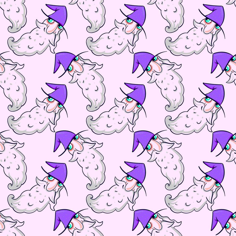 Wizard pattern, seamless pattern on violet background. vector