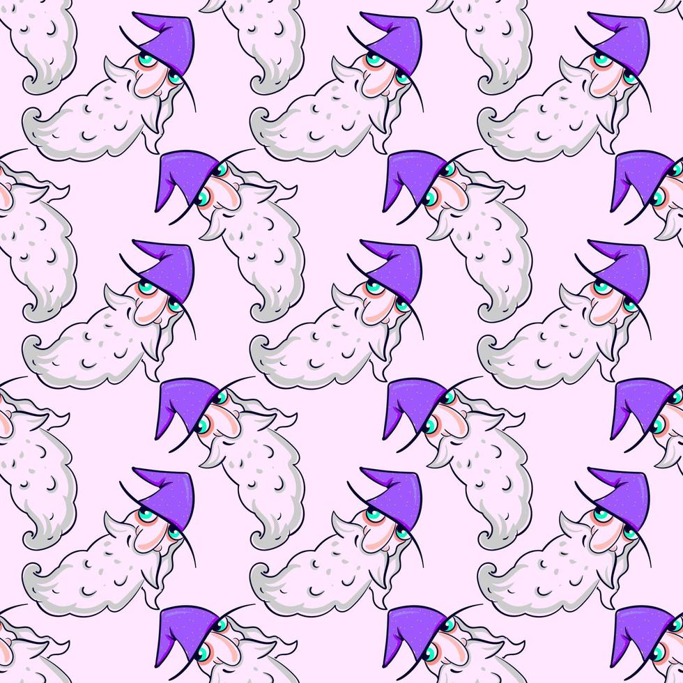 Wizard pattern, seamless pattern on violet background. vector