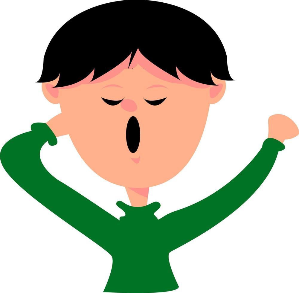 Yawning boy, illustration, vector on white background.