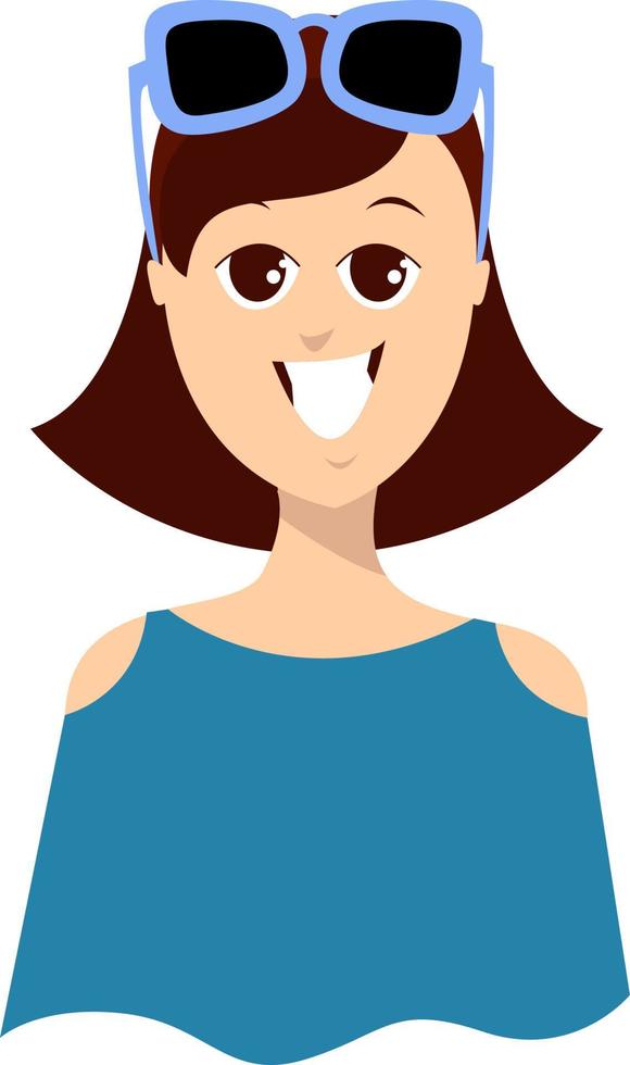 Girl with sunglasses, illustration, vector on white background.