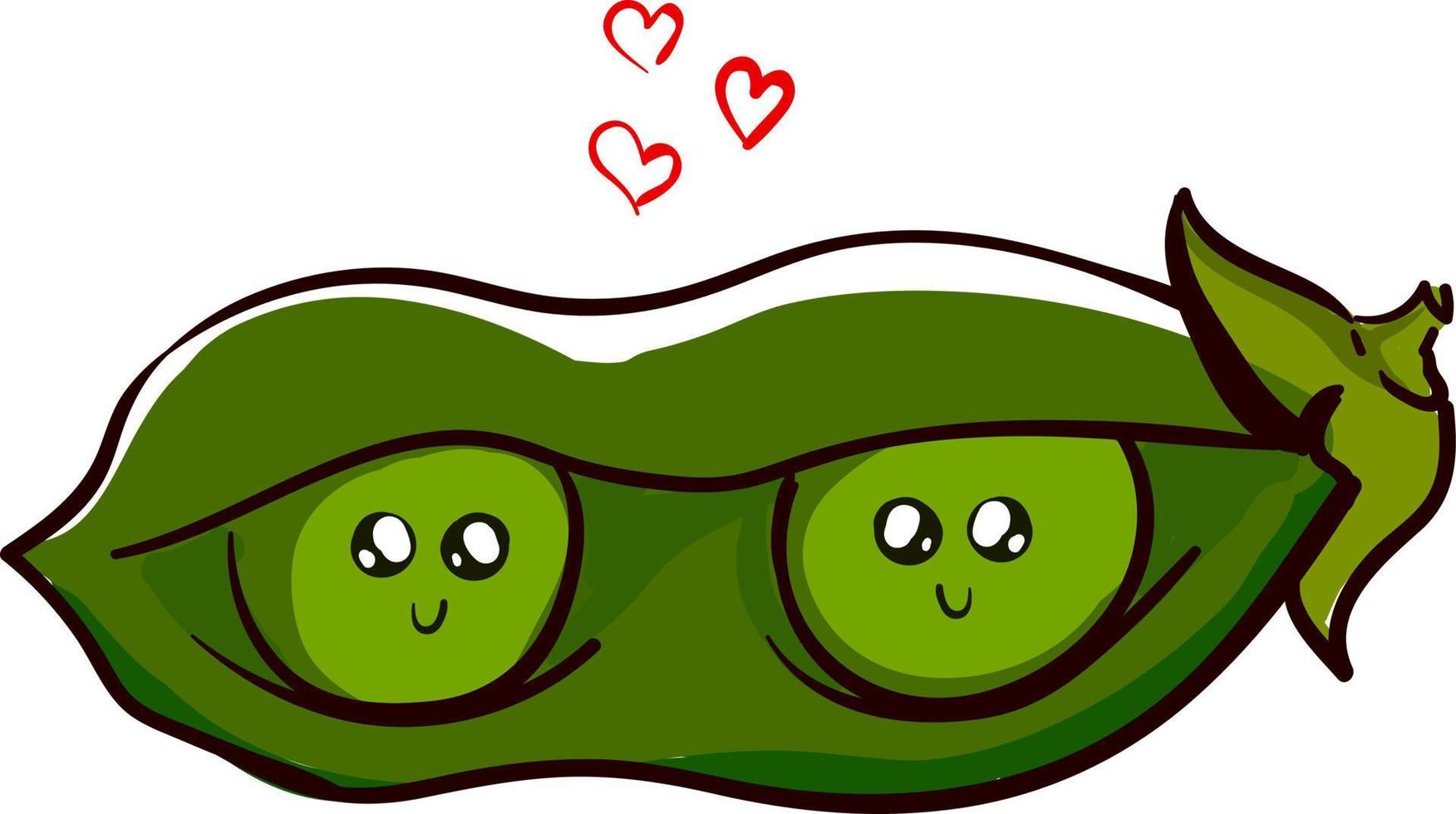 Cute romantic peas, illustration, vector on white background.