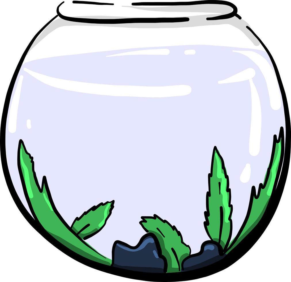 Aquarium for fishes, illustration, vector on white background