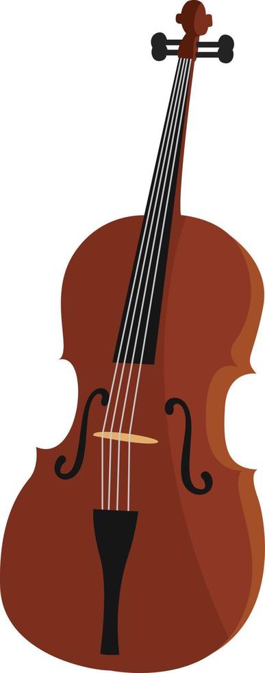 Brown cello, illustration, vector on white background.