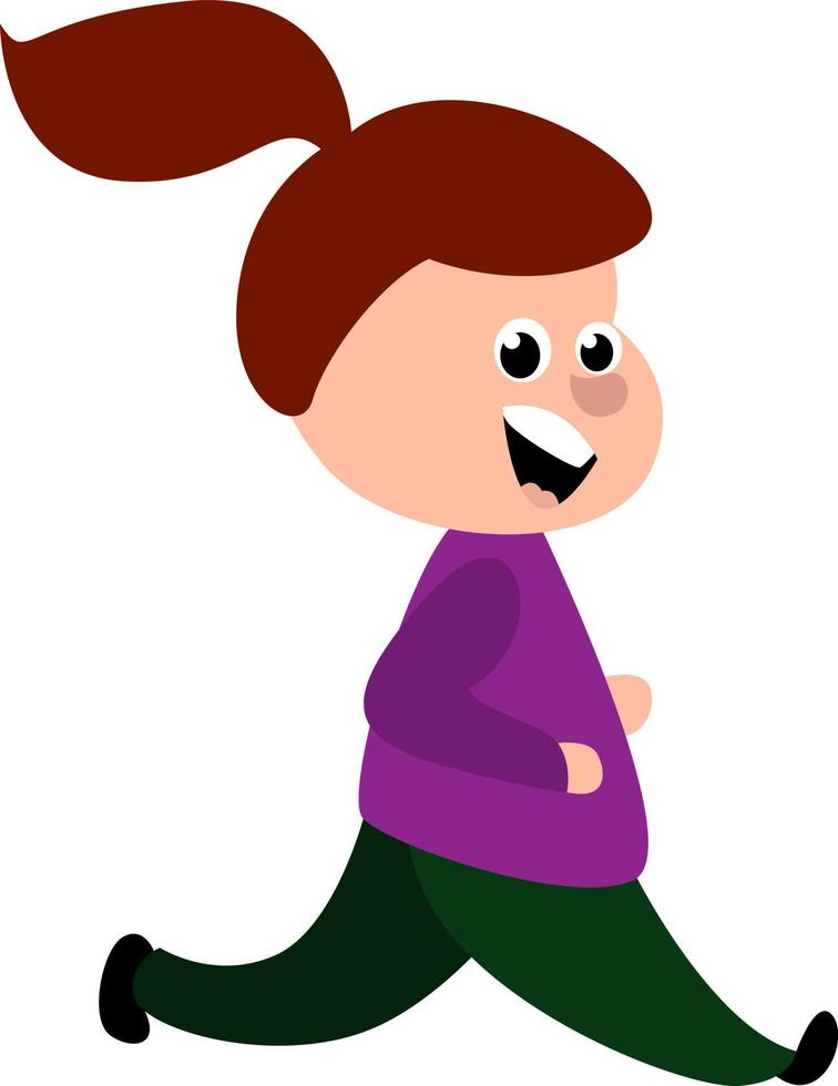 niña corriendo, ilustración, vector sobre fondo blanco.