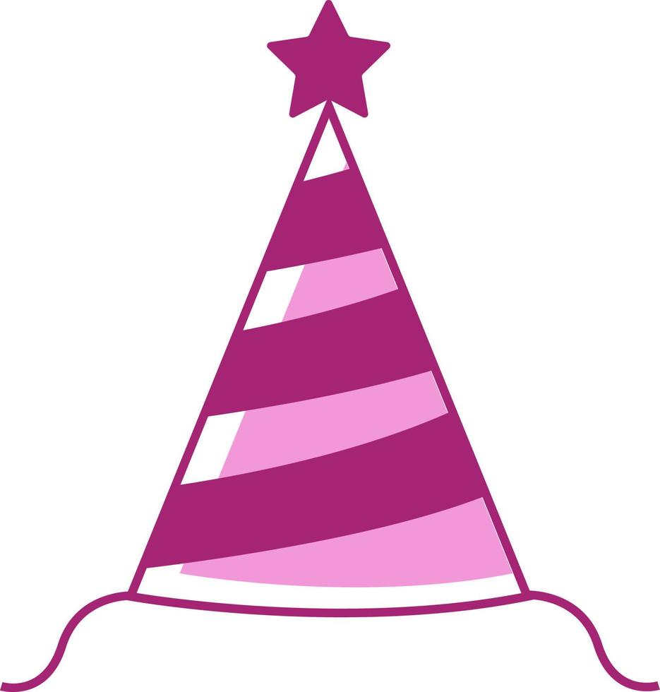 Pink birthday hat, illustration, vector on white background.