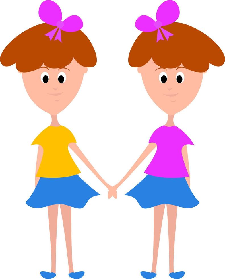 Twin sisters, illustration, vector on white background. 13892952 Vector Art  at Vecteezy