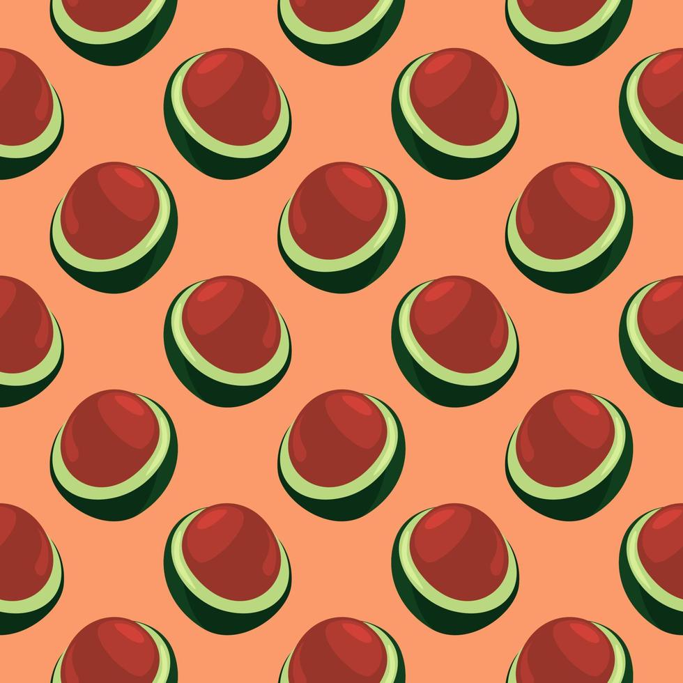Macadamia in half,seamless pattern on orange background. vector