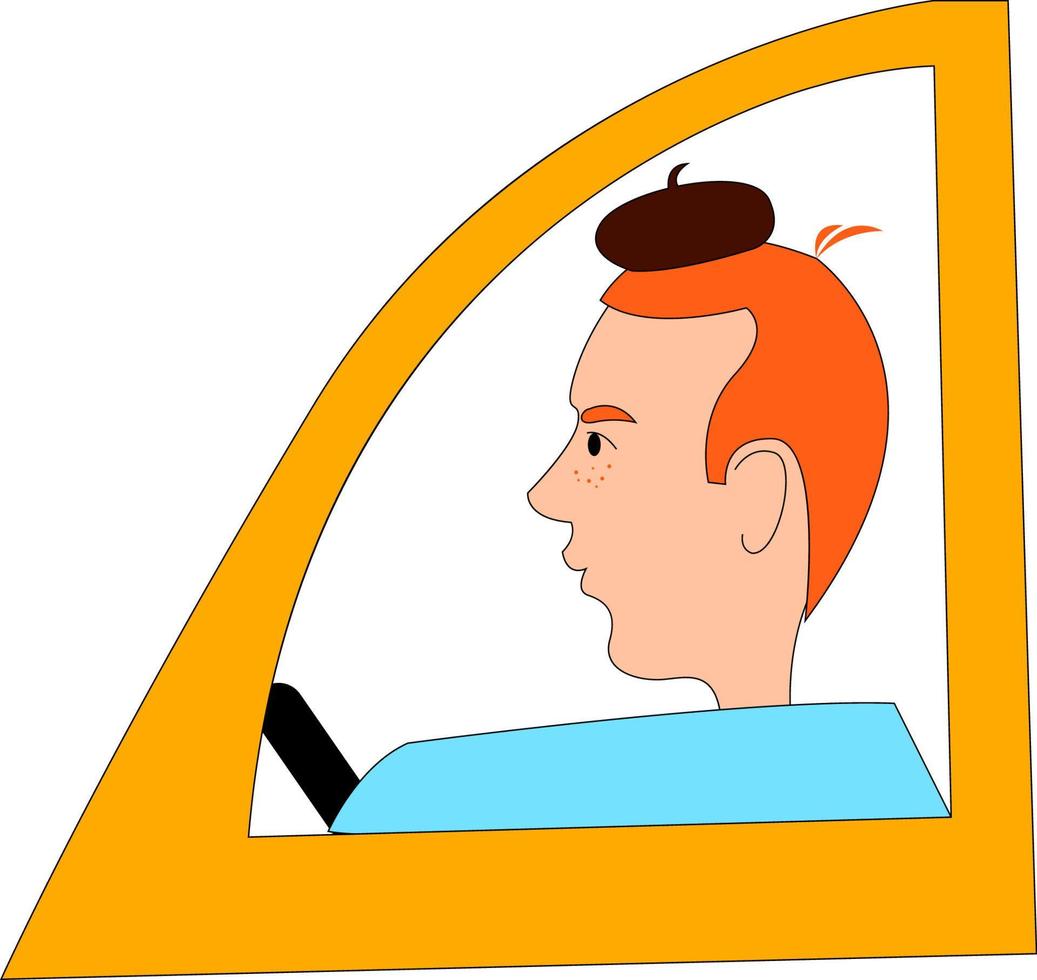 Taxi driver with hat, illustration, vector on white background.