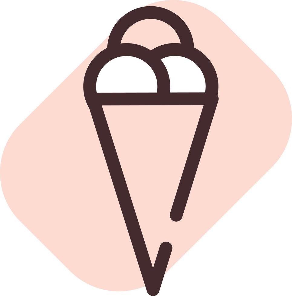 Helado en cono, ilustración, vector sobre fondo blanco.