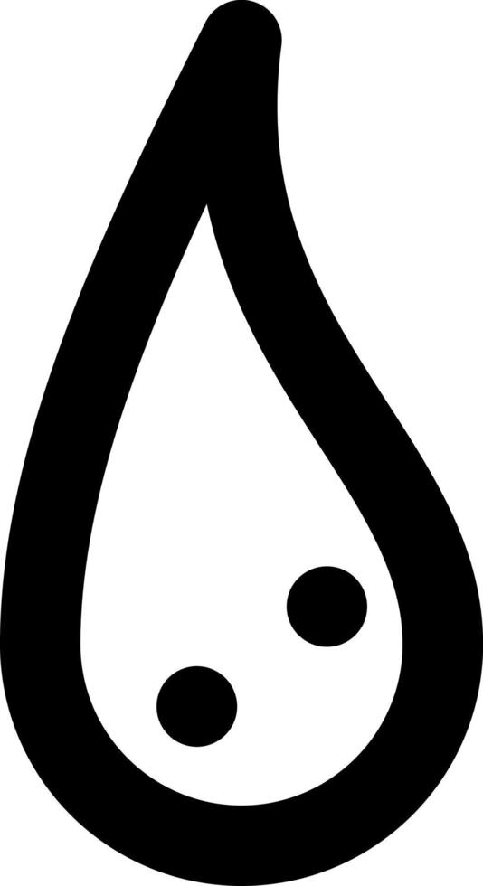 White drop with two small black dots, illustration, vector on white background.