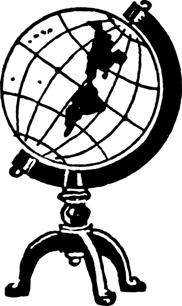 globo o el mundo, grabado antiguo. vector