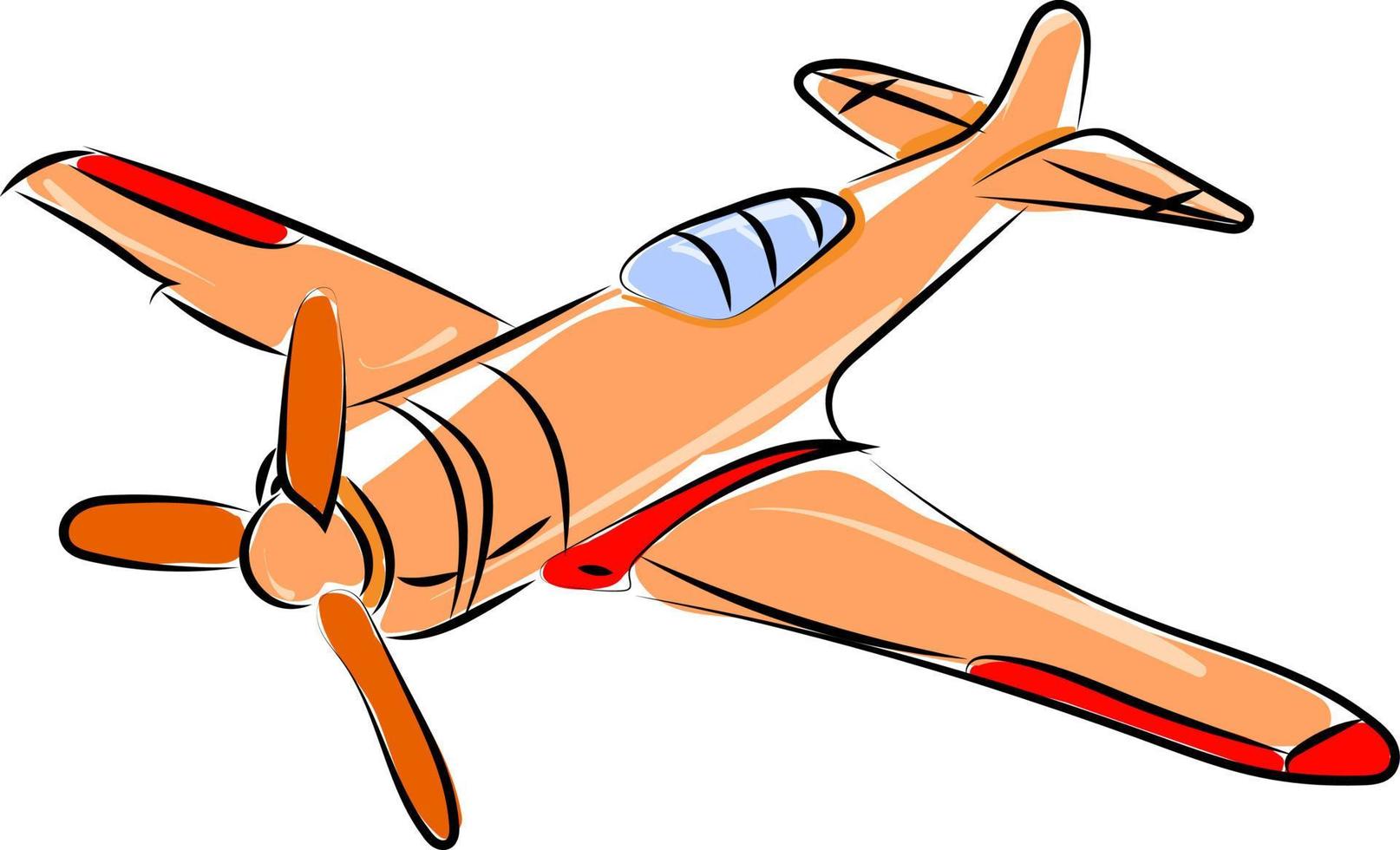 Orange aircraft, illustration, vector on white background.