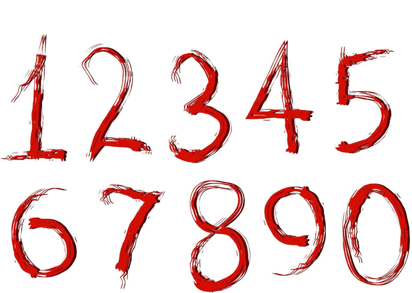 números sangrientos, ilustración, vector sobre fondo blanco.