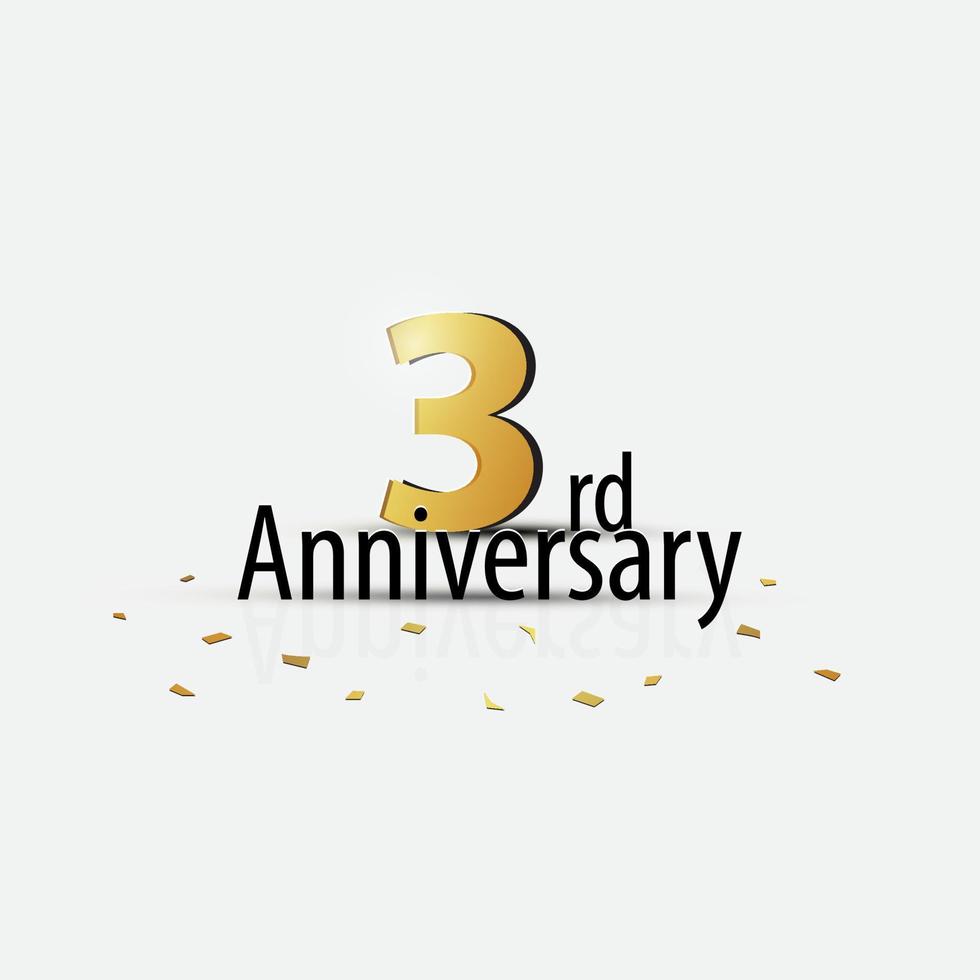 Gold 3rd year anniversary celebration elegant logo white background vector