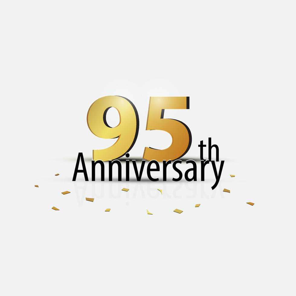 Gold 95th year anniversary celebration elegant logo white background vector