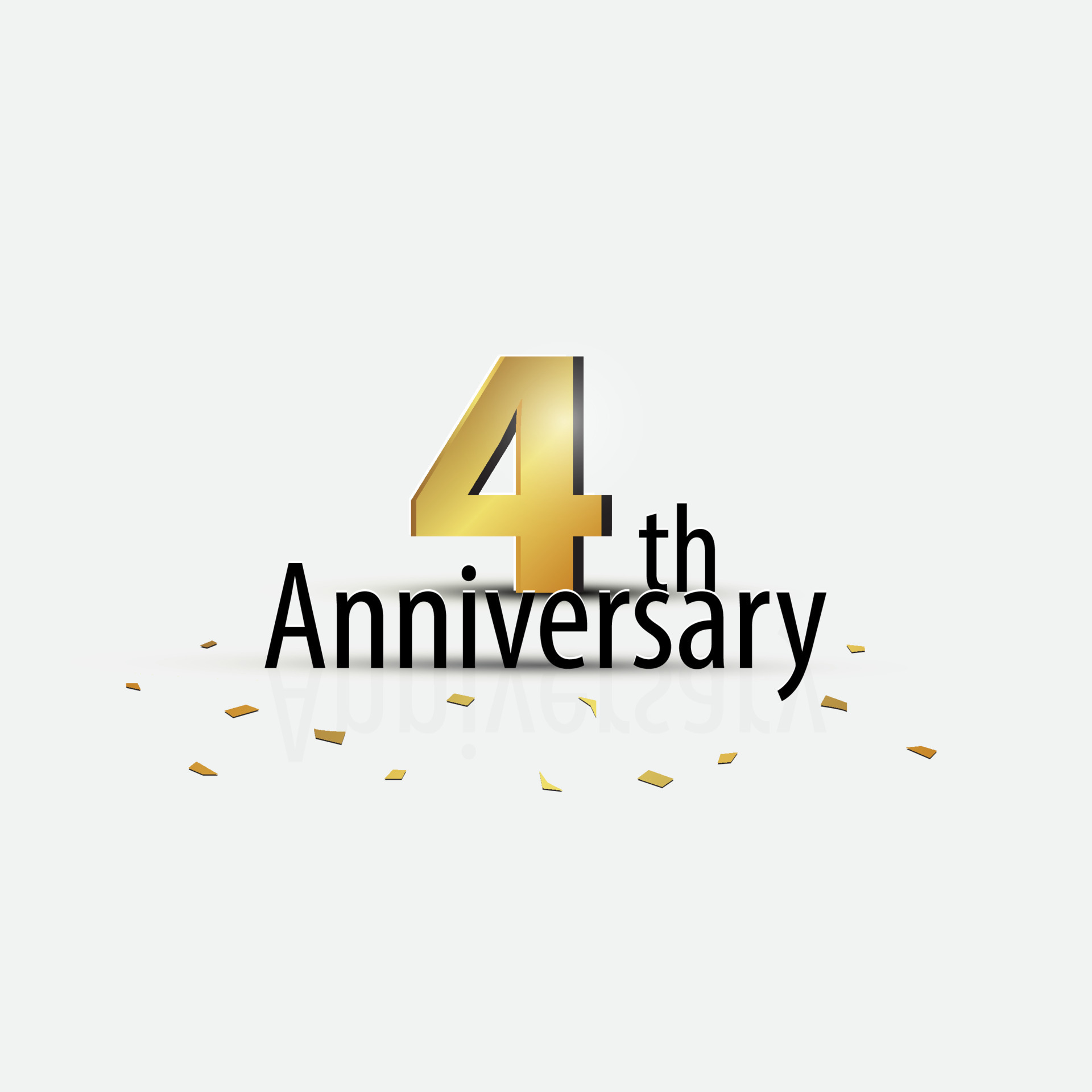 Gold 4th year anniversary celebration elegant logo white background ...