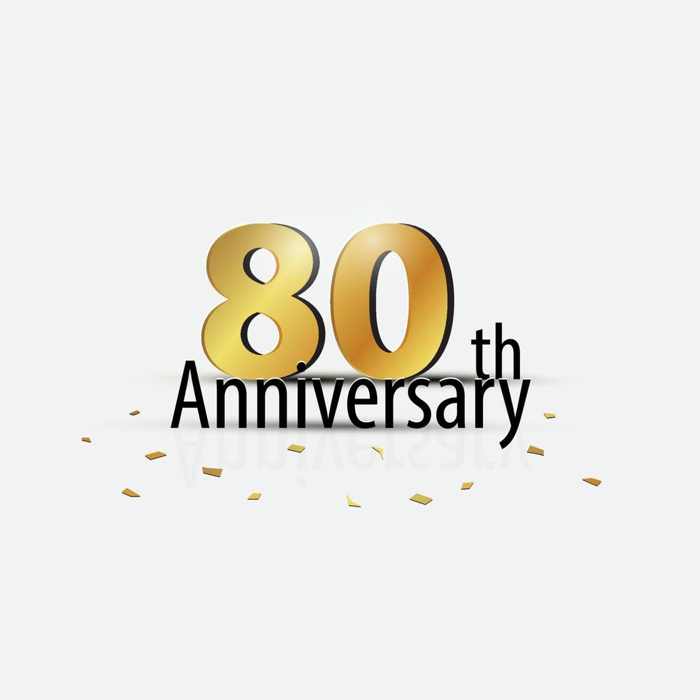 Gold 80th year anniversary celebration elegant logo white background vector