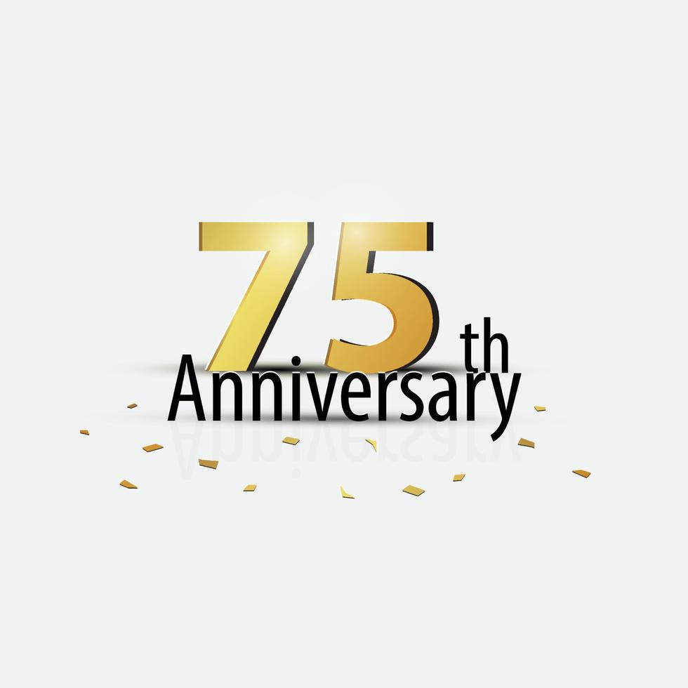 Gold 75th year anniversary celebration elegant logo white background vector