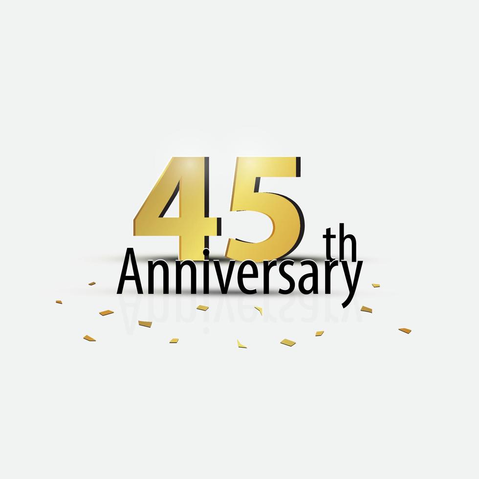 Gold 45th year anniversary celebration elegant logo white background vector