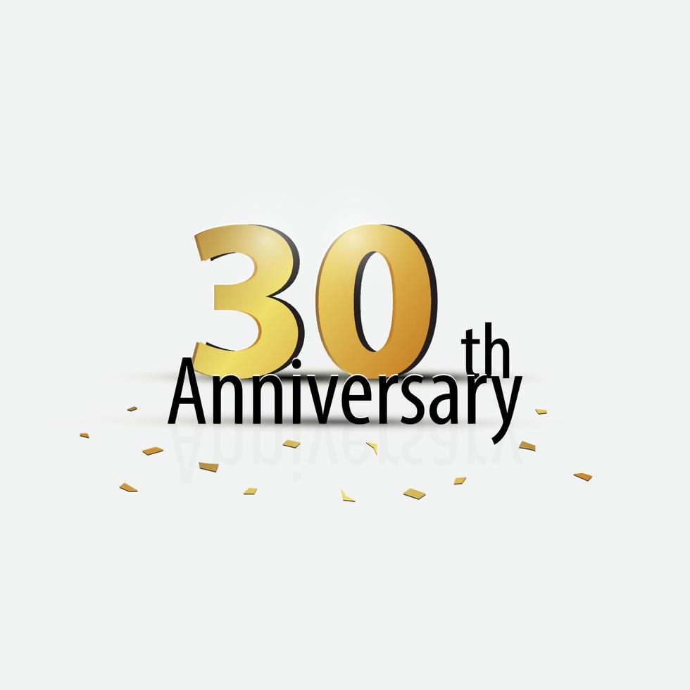 Gold 30th year anniversary celebration elegant logo white background vector