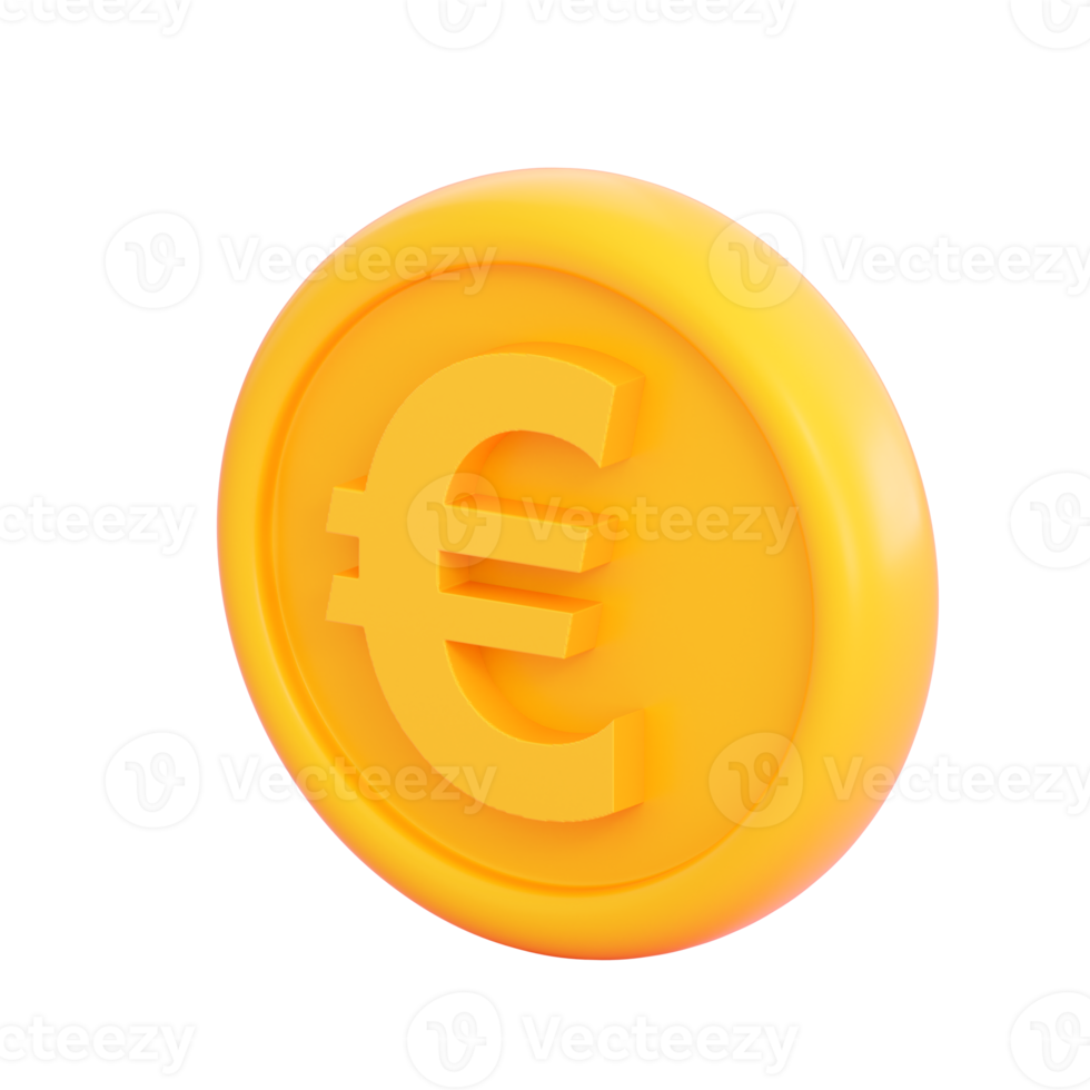 3d violet coin with euro sign. Investment, money growth, banking, payment, business and finance concept. Realistic 3d high quality render png