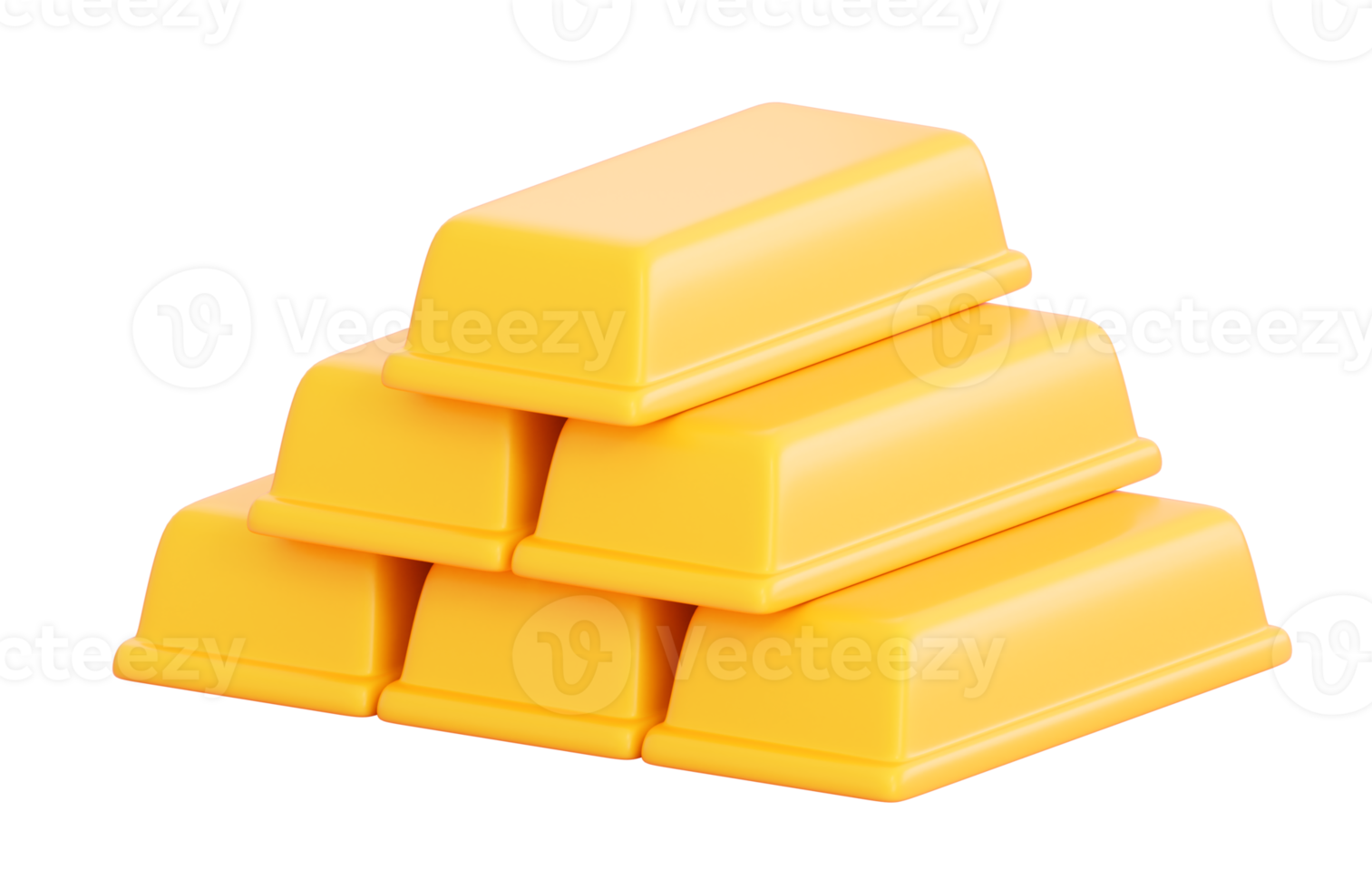 3d gold bar stack in plastic style.  Finance, future, banking system, trade and investment, growth concept. Realistic 3d high quality render png