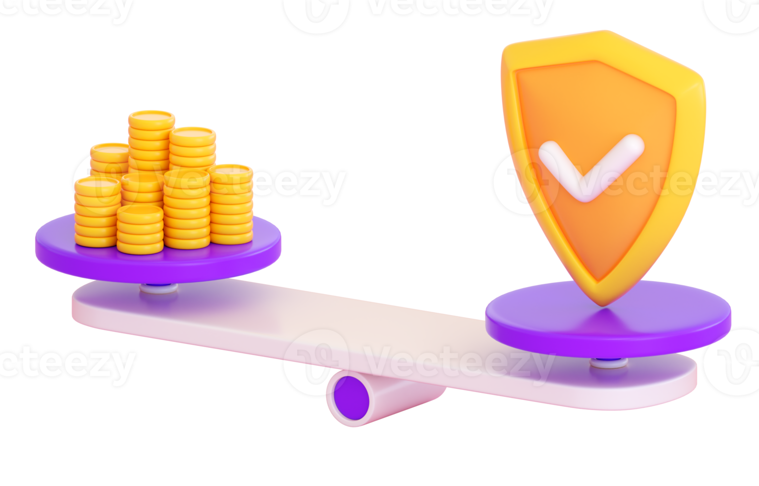 3d  scale icon. Weight, comparison, money safe, exchange, idea, management and investing concept. Realistic 3d high quality render png