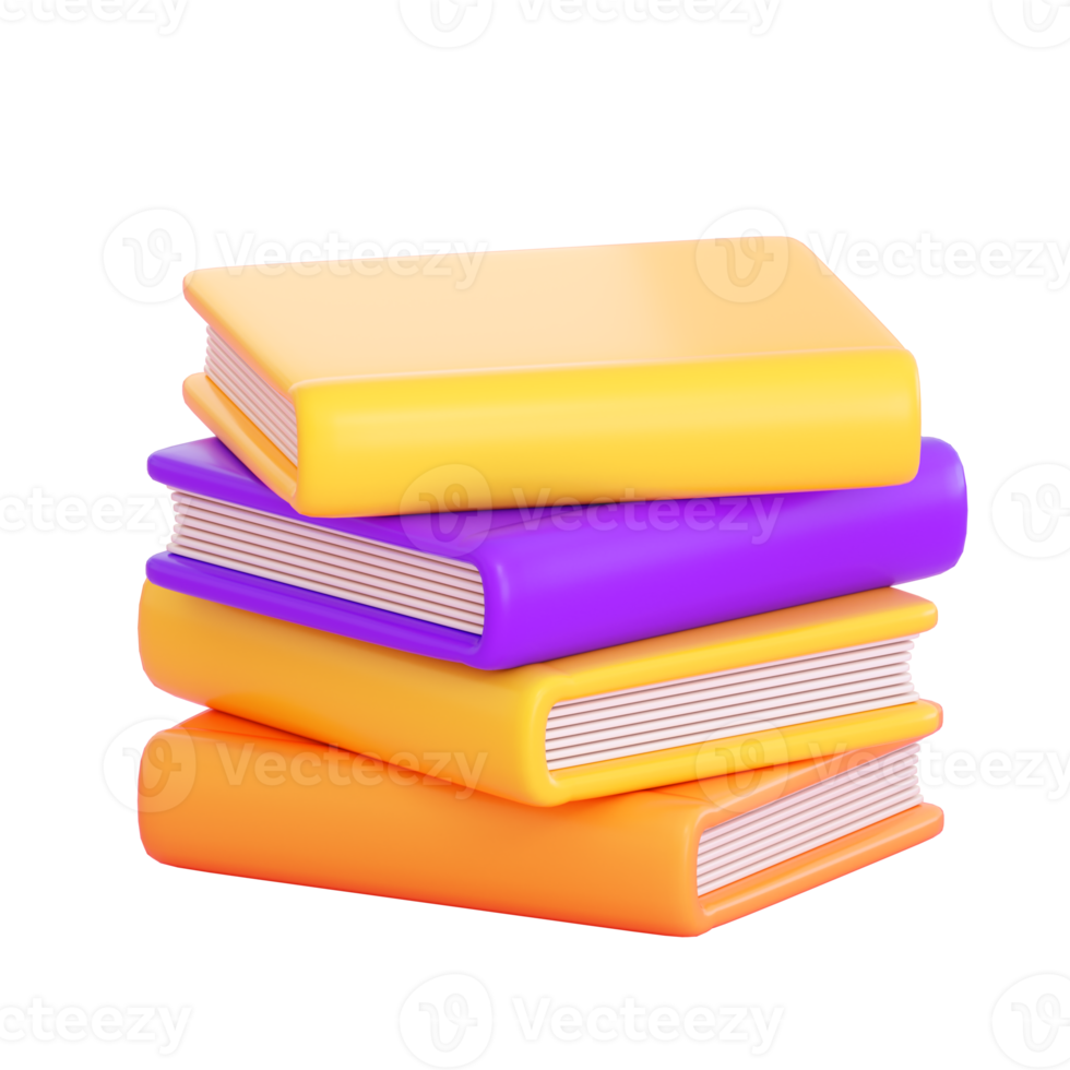 3d books stack. Education, learning, studying and information concept. Realistic 3d high quality render png