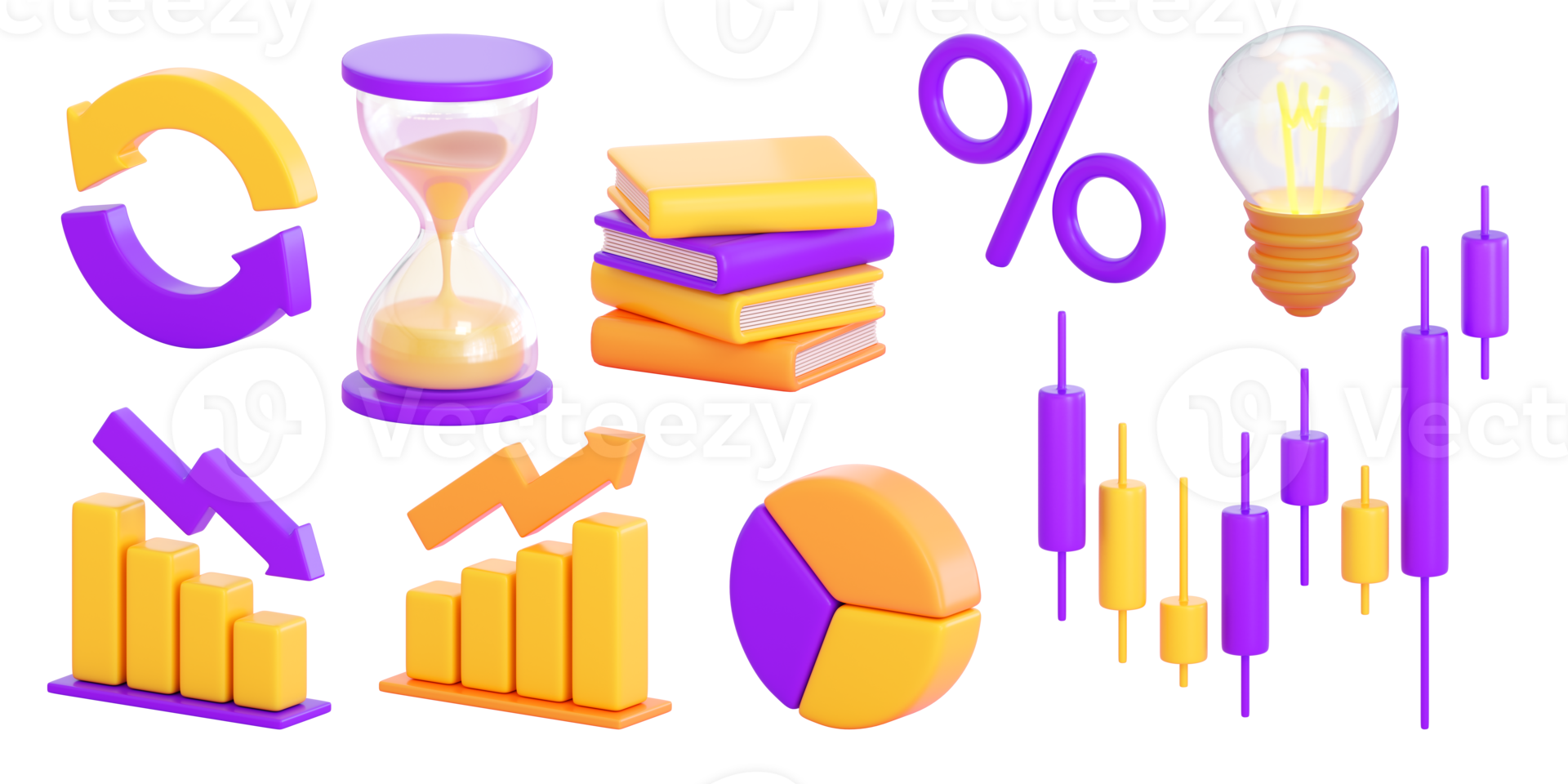 3d finance and business icons set.  Money, stock exchange, business investment, trading and finance concept. Realistic 3d high quality render png