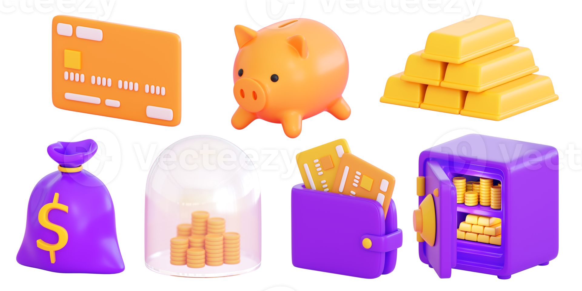 3d finance and business icons set.  Money, stock exchange, business investment, trading and finance concept. Realistic 3d high quality render png