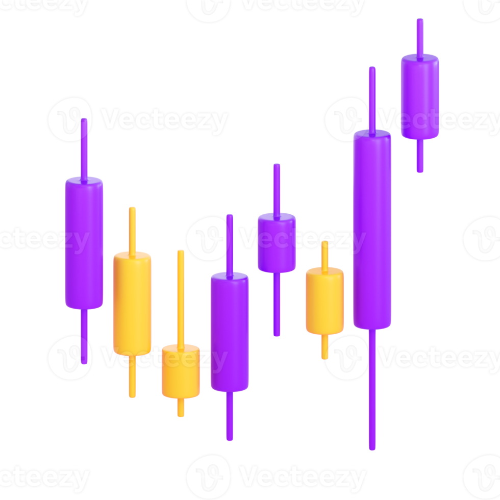 3d candle stick graph.  Stock exchange, business investment, trading and finance concept. Realistic 3d high quality render png